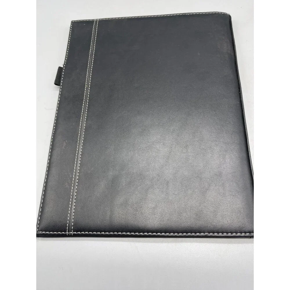 leather portfolio case notepad black 9x12